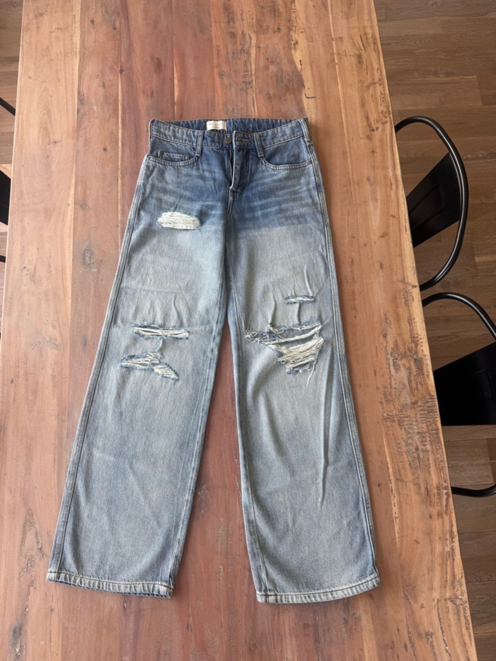 Pilcro distressed Light Wash Wide Leg Jeans